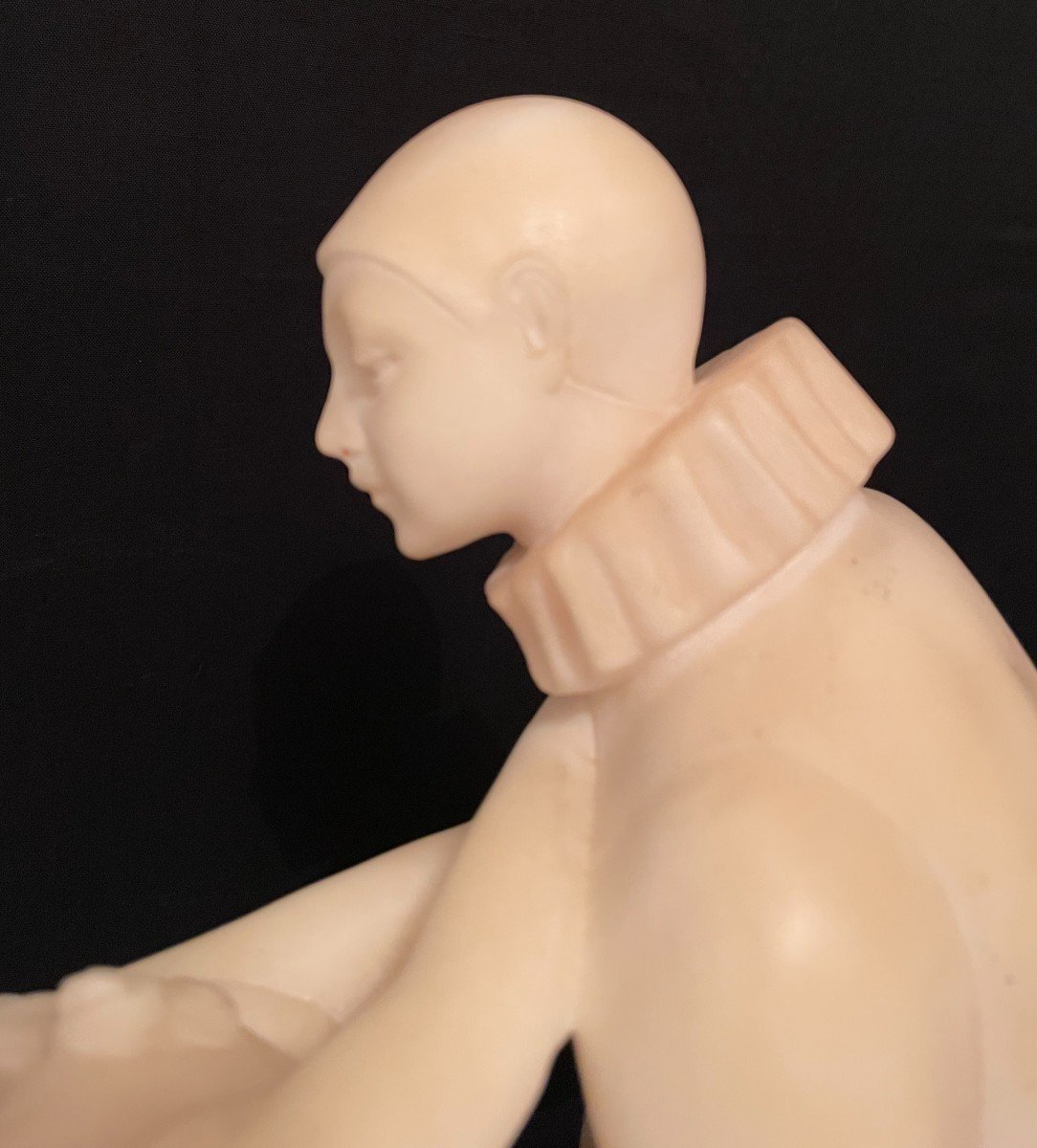 Sculpture marbre Art Déco Pierrot et Colombine vers 1925-photo-6