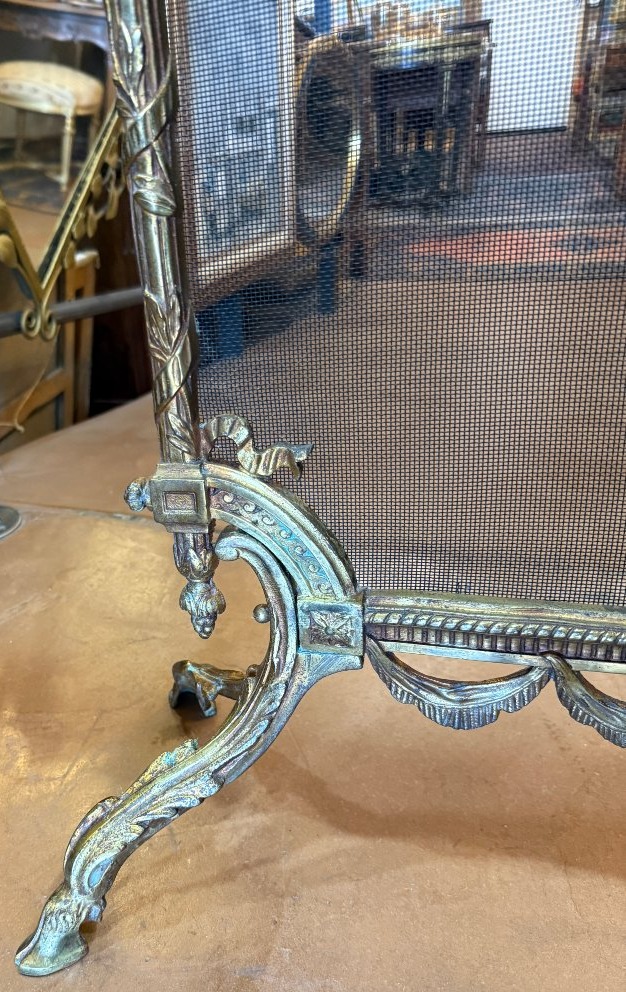 Louis XVI-style Gilded Bronze Fireplace Screen From The Napoleon III Era-photo-3