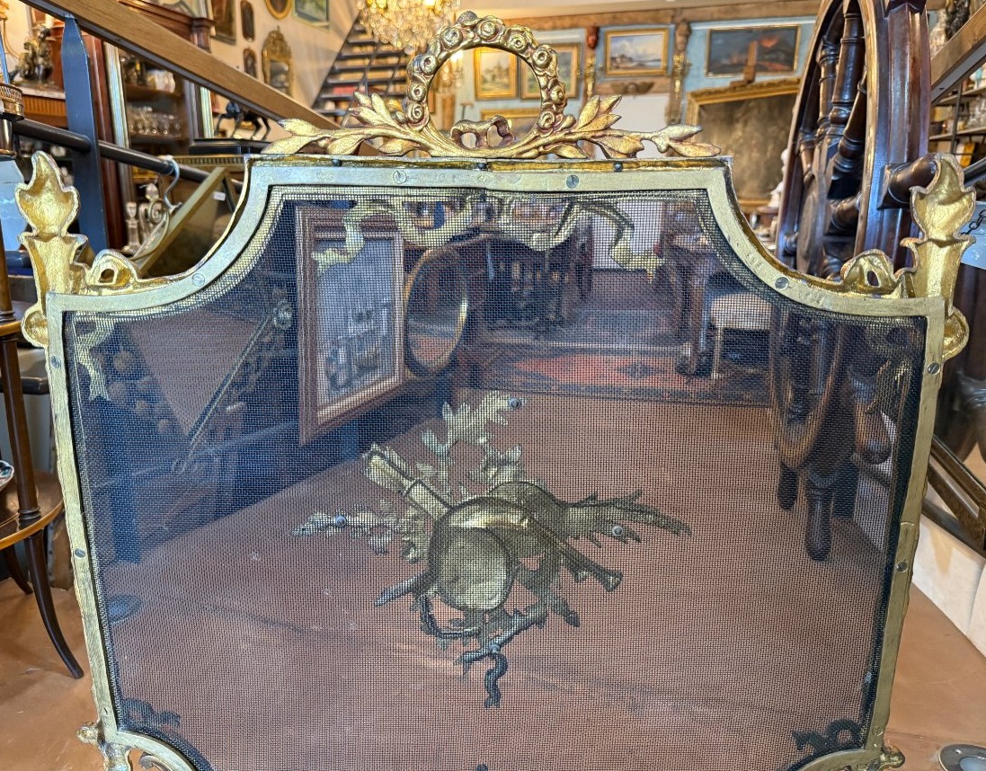 Louis XVI-style Gilded Bronze Fireplace Screen From The Napoleon III Era-photo-7