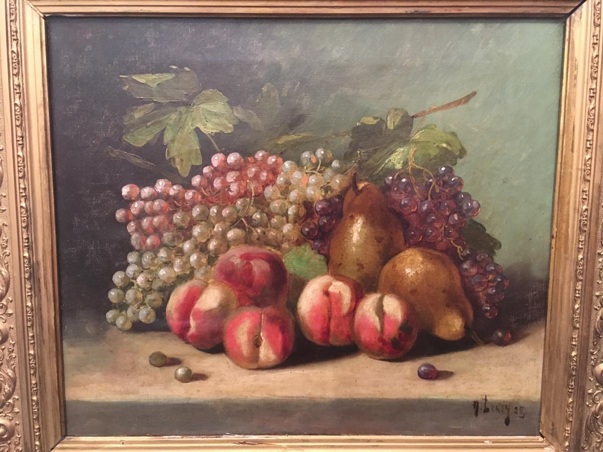 Painting "still Life With Fruits" By Leroy-photo-2