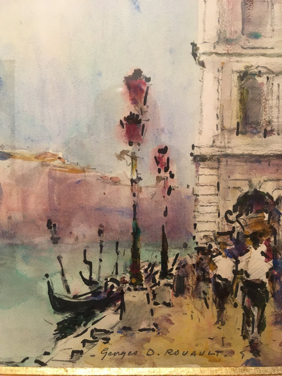 Watercolor Gondolas In Venice By Rouault-photo-4