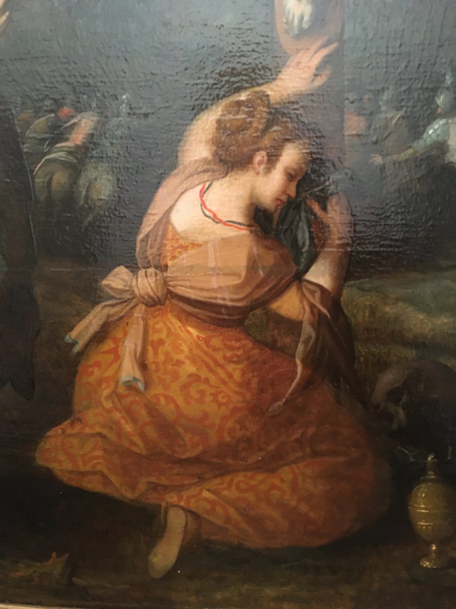 Grand Tableau école Hollandaise XVIIème La Crucifixion-photo-4