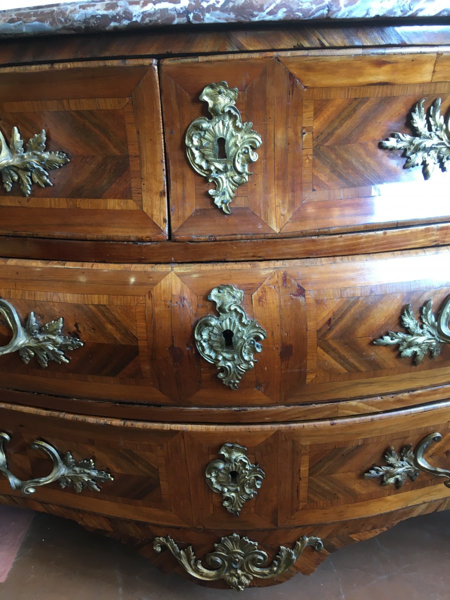 Commode Louis XV Tombeau Bronzes Au C Couronné époque XVIIIème-photo-3