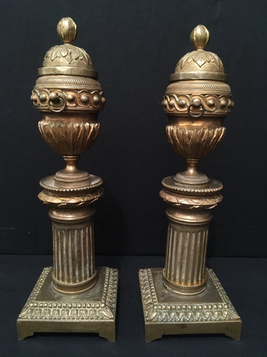 Pair Of Bronze Candlesticks With Reversible Binets Late Eighteenth-photo-2