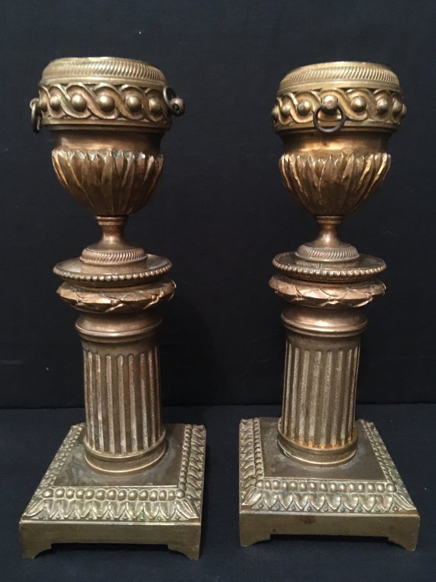 Pair Of Bronze Candlesticks With Reversible Binets Late Eighteenth-photo-4