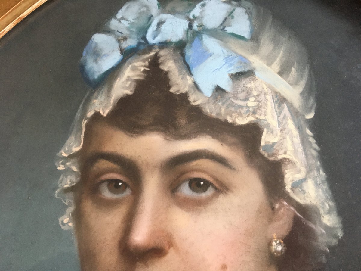 Pastel Woman In  Bonnet Nineteenth Century-photo-1