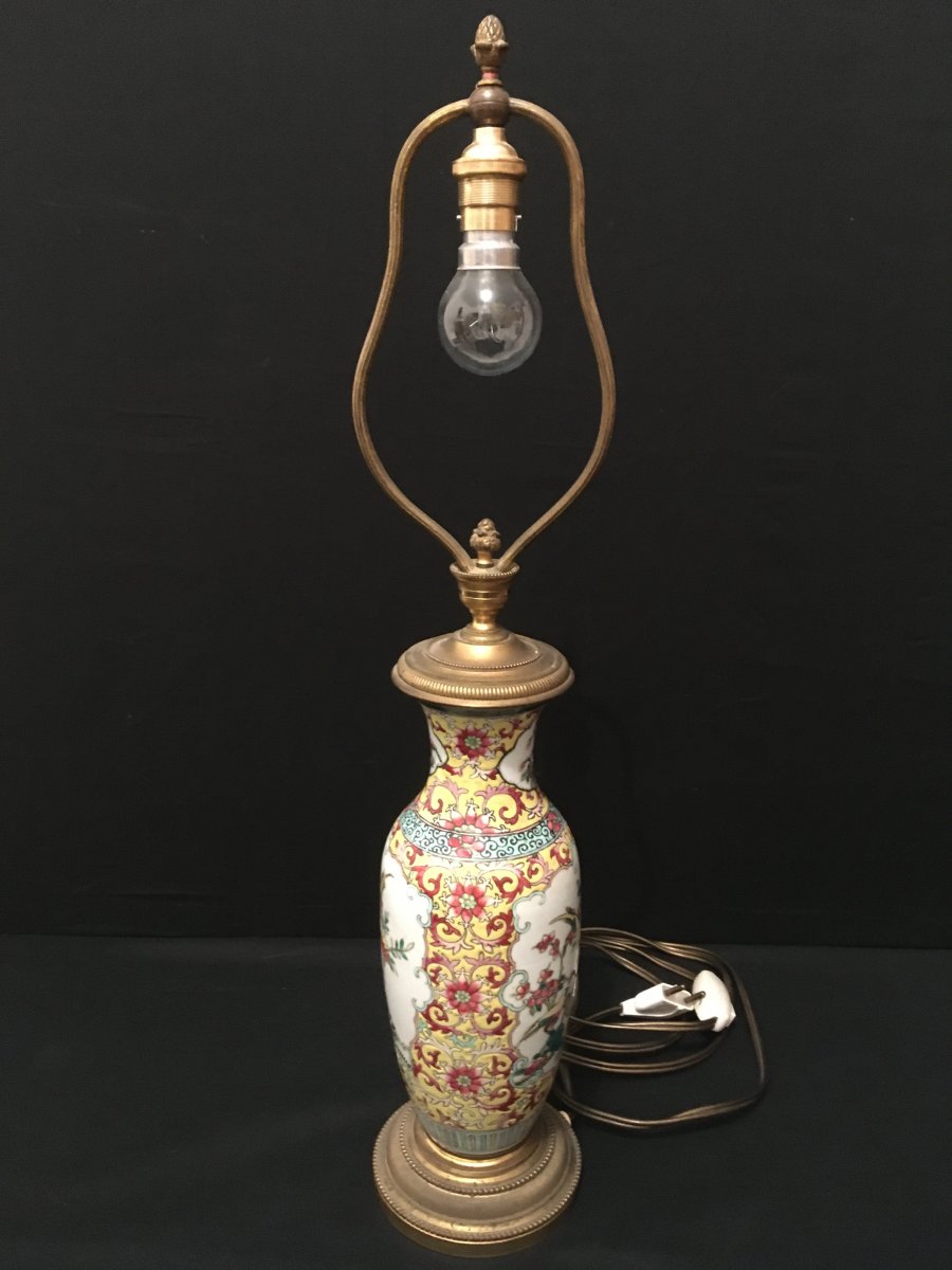 China Canton Enamel Lamp Late Nineteenth-photo-2