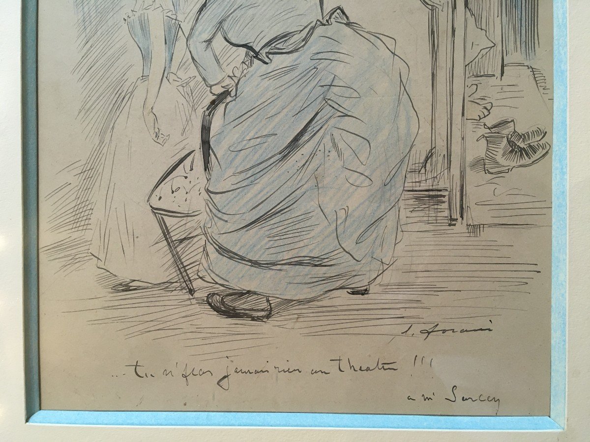 Humorous Drawing On The Theater By Forain-photo-7