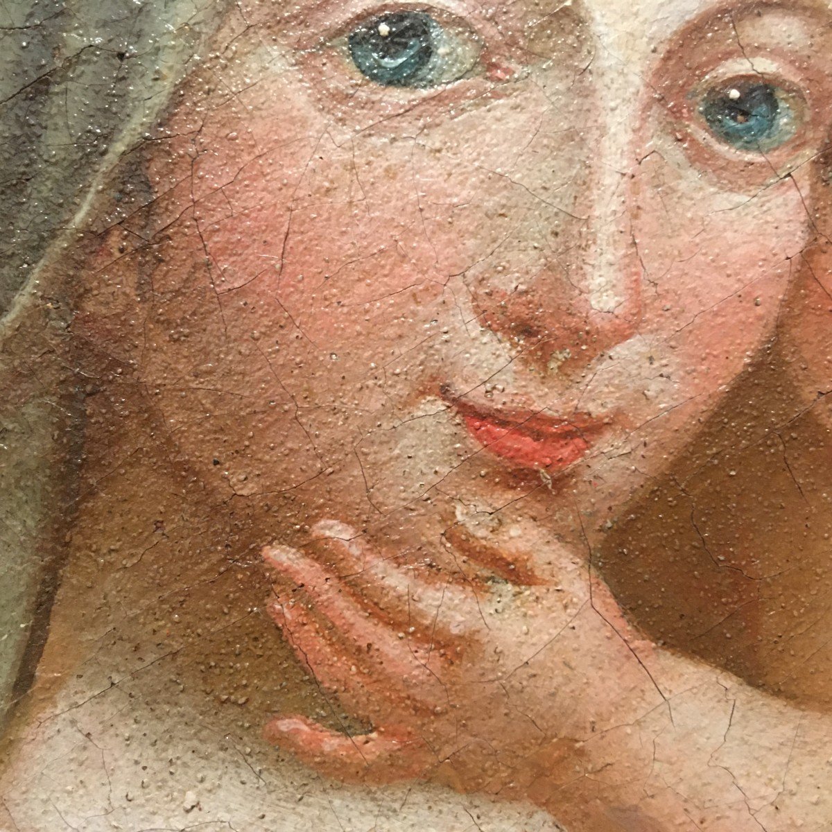 École Italienne Tableau En Tondo Vierge à l'Enfant Du XVIIIème-photo-4