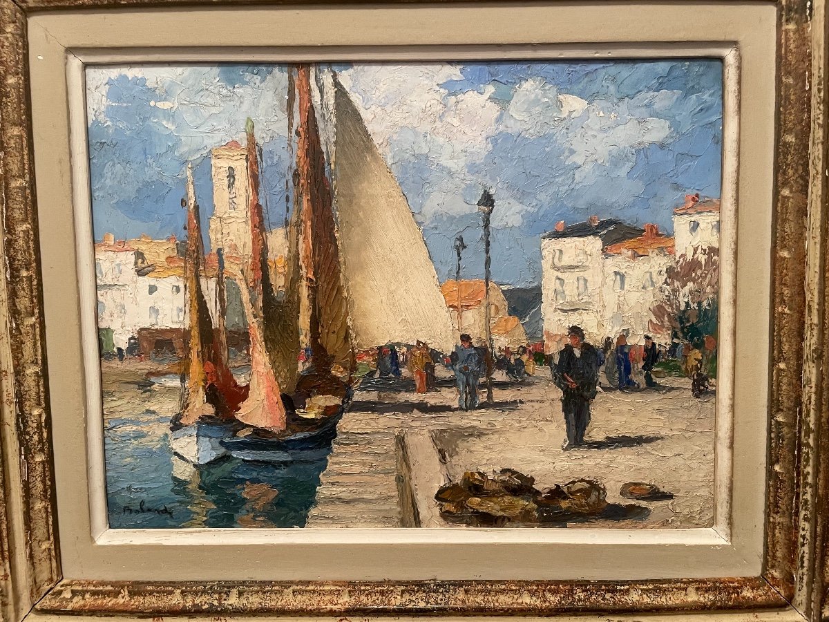 Painting Port Of La Rochelle By Gaston Balande-photo-2