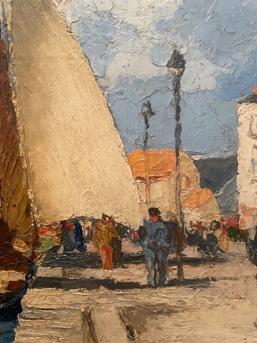 Painting Port Of La Rochelle By Gaston Balande-photo-4