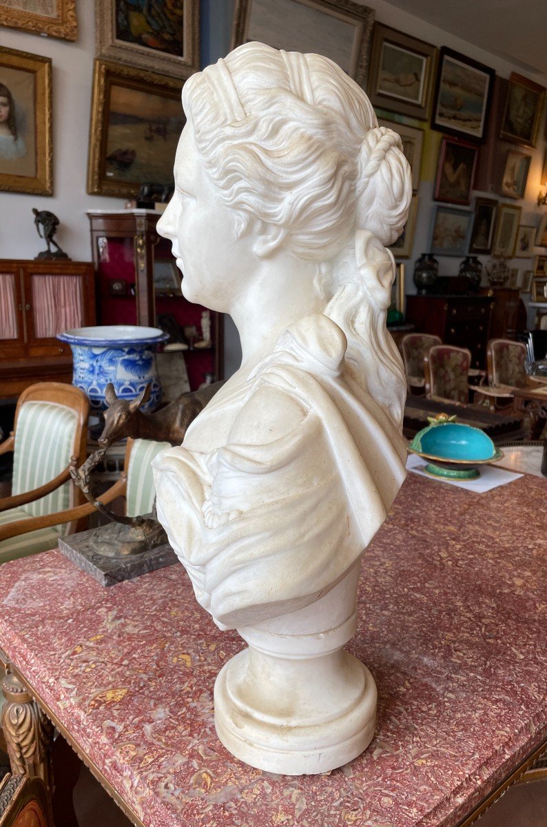 Important Buste Femme Marbre De Carrare 71 Cm XIXème-photo-2