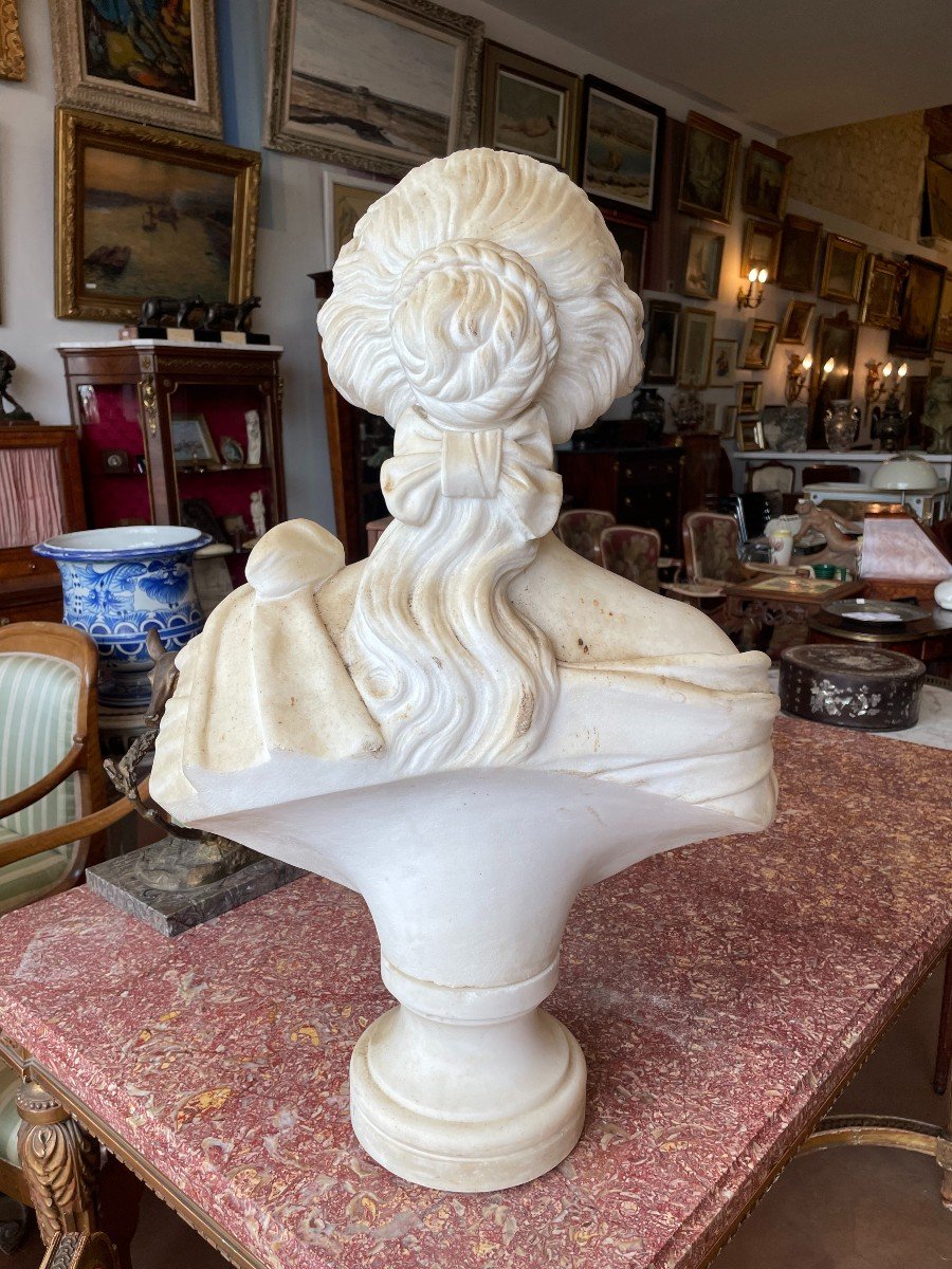 Important Buste Femme Marbre De Carrare 71 Cm XIXème-photo-3