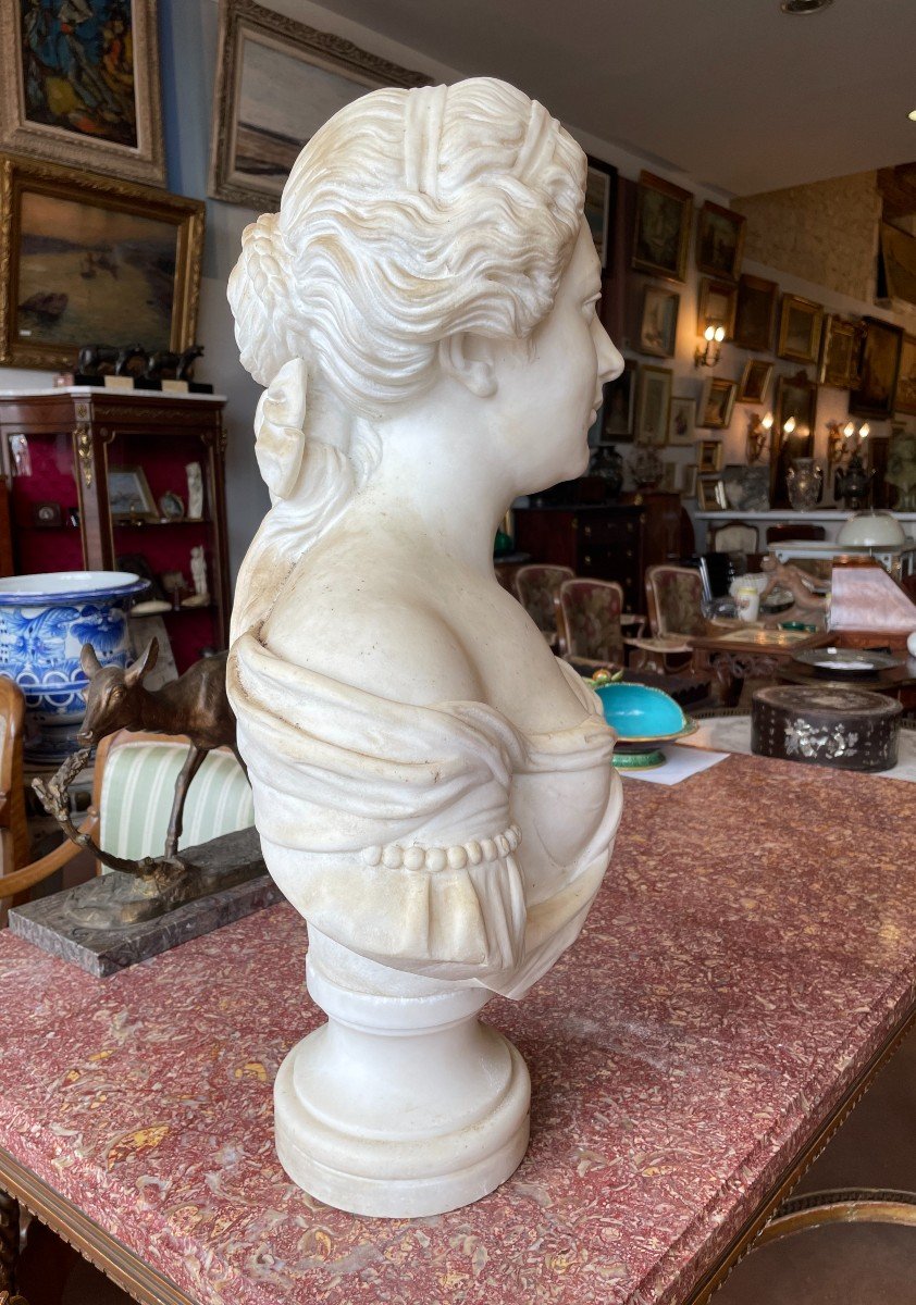 Important Buste Femme Marbre De Carrare 71 Cm XIXème-photo-4