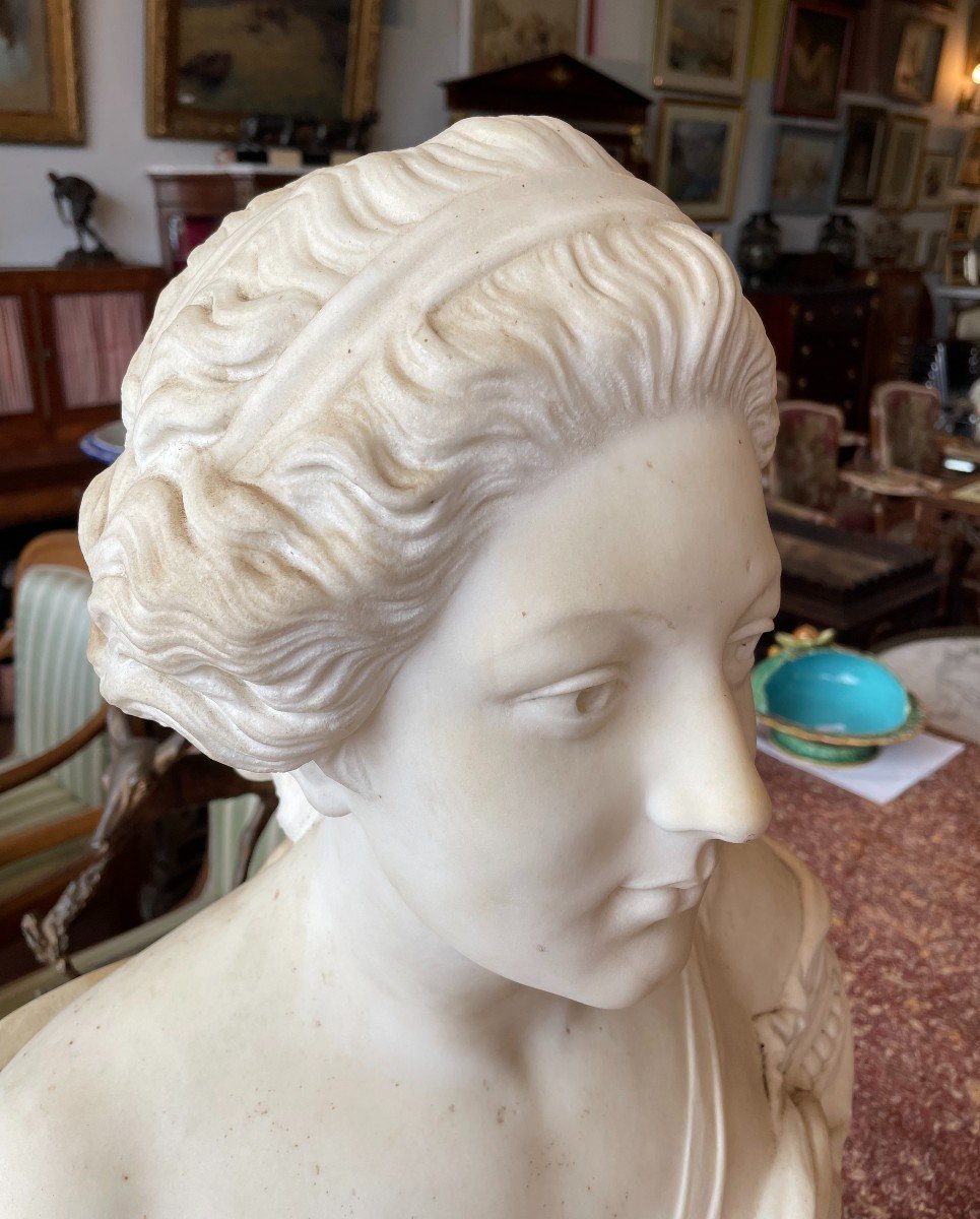Important Bust Woman Carrara Marble 71 Cm Nineteenth Century-photo-1