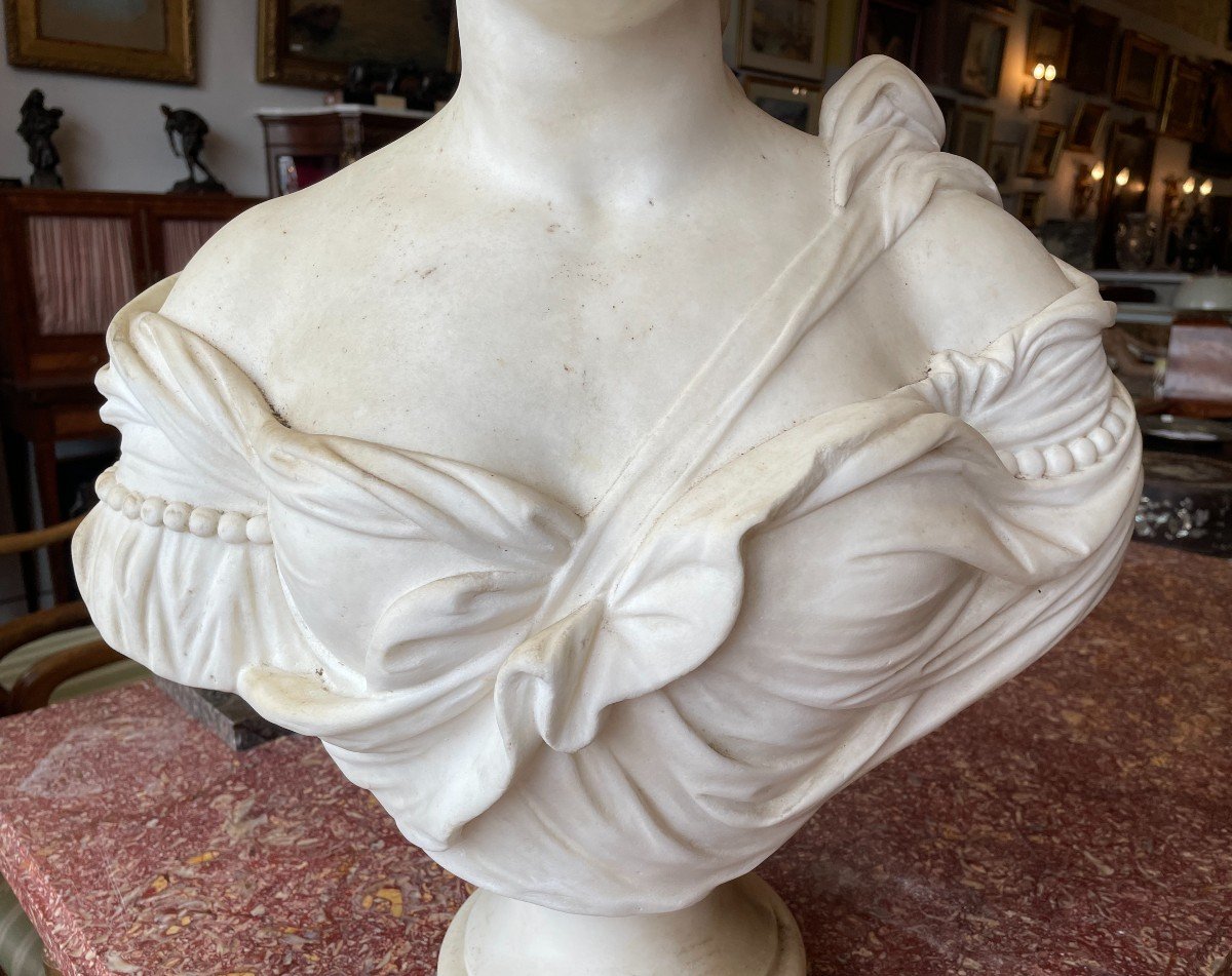 Important Bust Woman Carrara Marble 71 Cm Nineteenth Century-photo-2