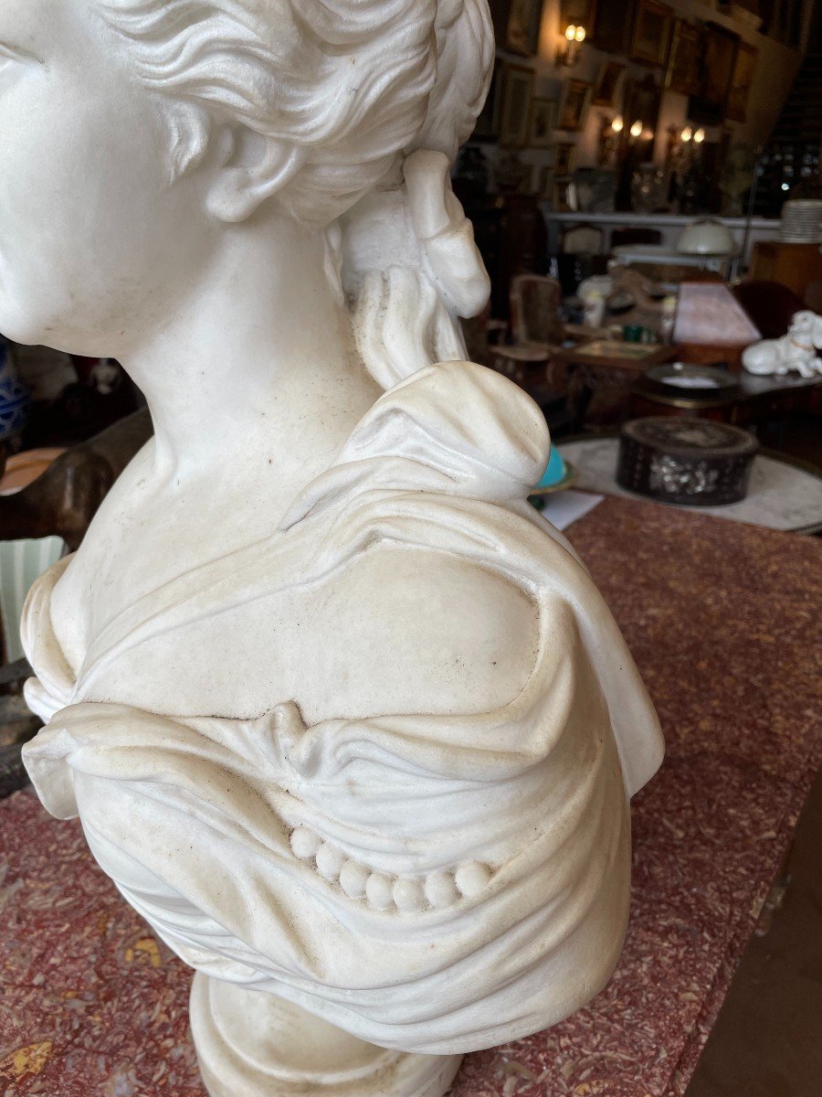 Important Bust Woman Carrara Marble 71 Cm Nineteenth Century-photo-6