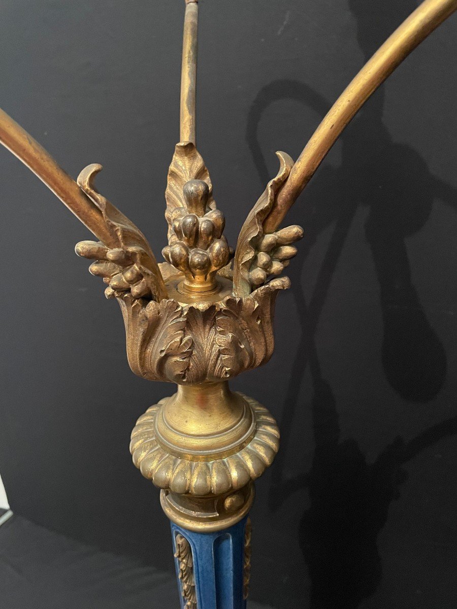 Grande Lampe Bronze Doré Et Porcelaine Napoléon III 101 Cm-photo-6