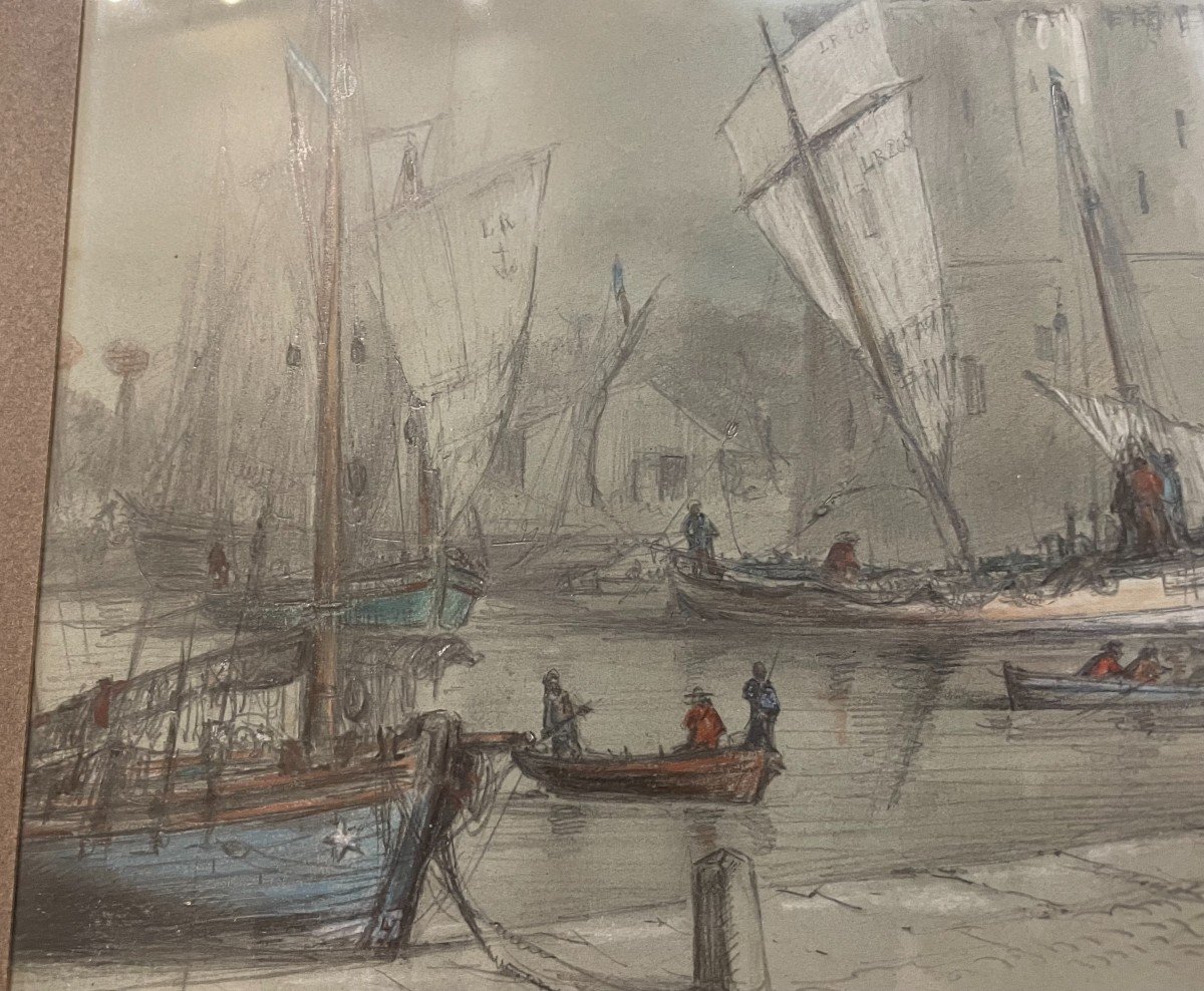 Marine Drawing Port Of La Rochelle By Antoine Frémy 1869-photo-4