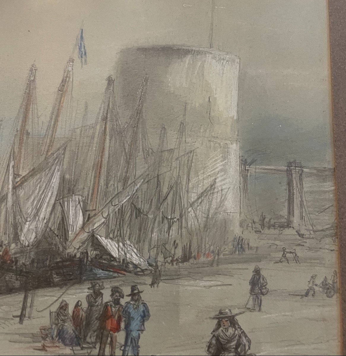 Marine Drawing Port Of La Rochelle By Antoine Frémy 1869-photo-7