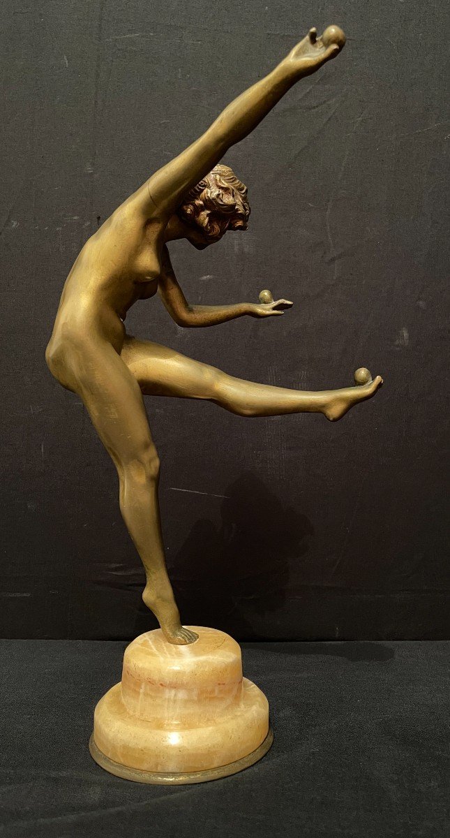 Bronze  La Jongleuse Par Colinet  fonte LNJL Paris époque Art Déco-photo-3