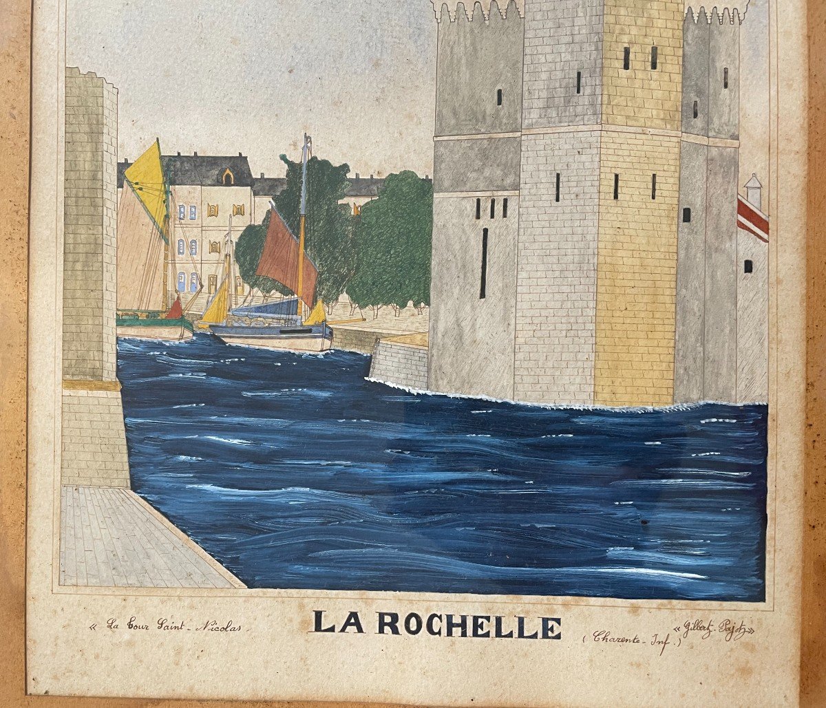 Watercolor La Tour Saint Nicolas In La Rochelle By Gilbert Pajot-photo-2