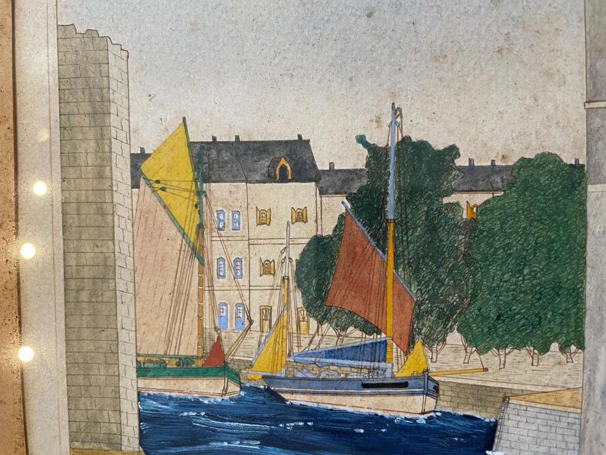 Watercolor La Tour Saint Nicolas In La Rochelle By Gilbert Pajot-photo-4