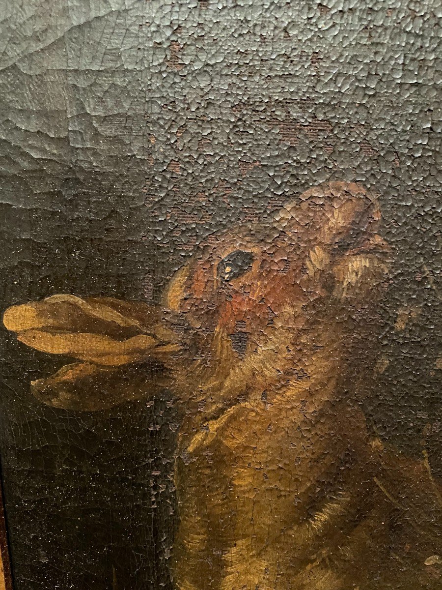French School Painting Of The Eighteenth Century Hares And Fox In Style Of Desportes-photo-6