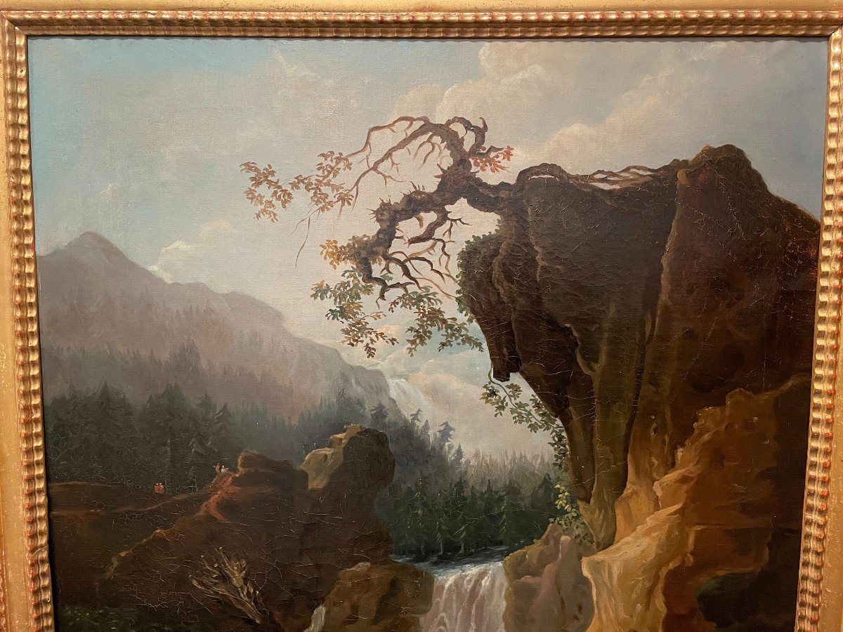 Large Painting The Crossing Of The Torrent By Choisnard 1866-photo-3