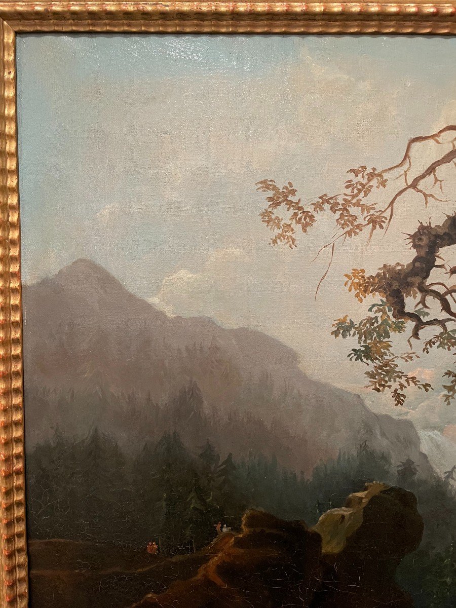 Large Painting The Crossing Of The Torrent By Choisnard 1866-photo-4
