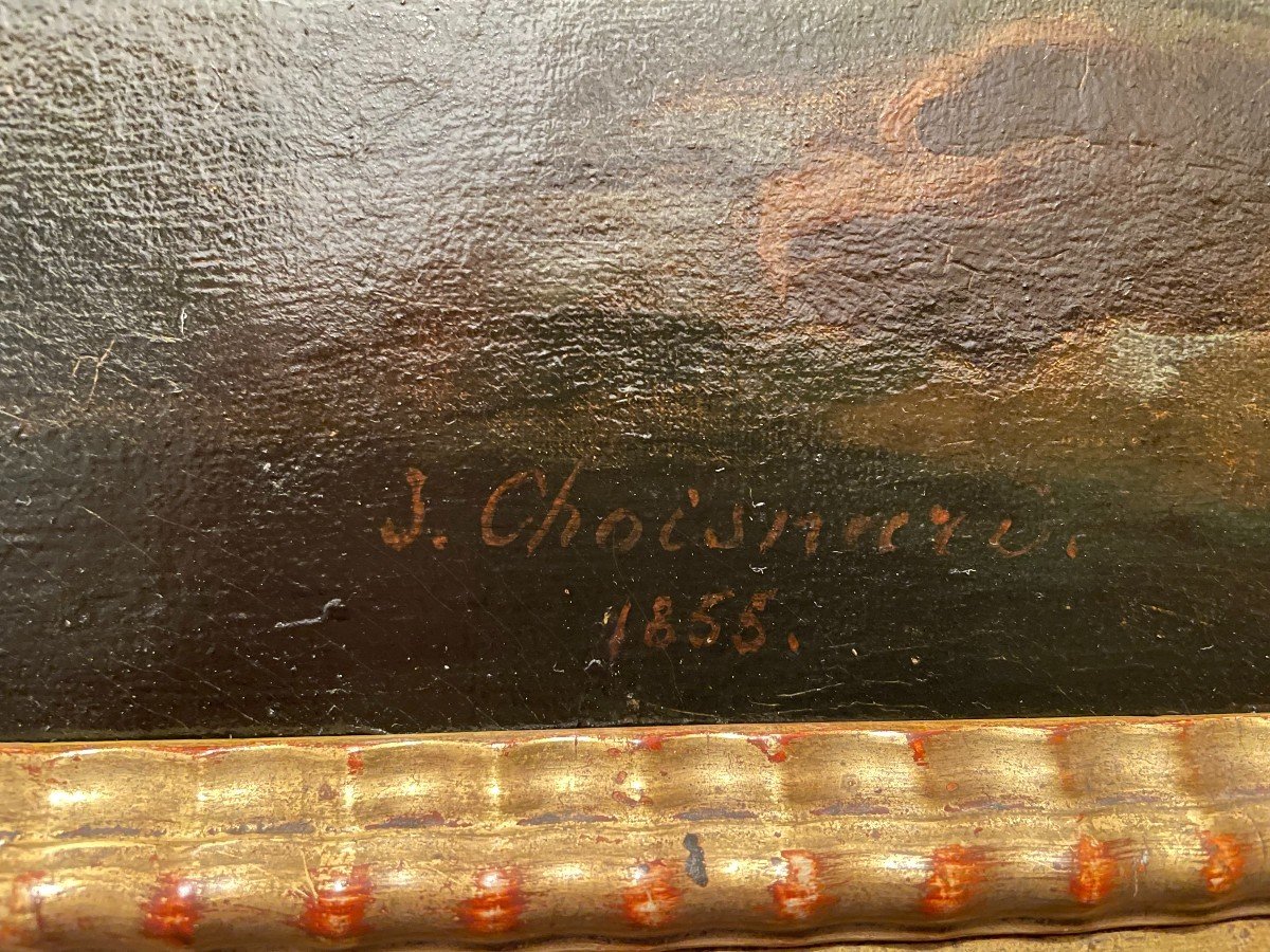 Large Painting The Crossing Of The Torrent By Choisnard 1866-photo-7