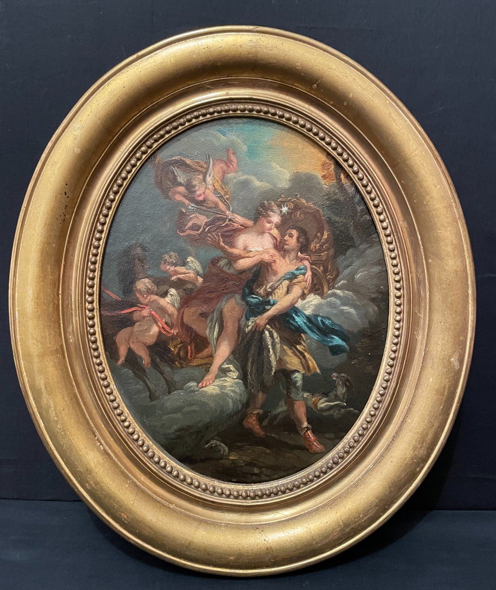 Pair Of Mythological Scenes Paintings Venus And Adonis, Diane And Endymion XIX Th Century-photo-3