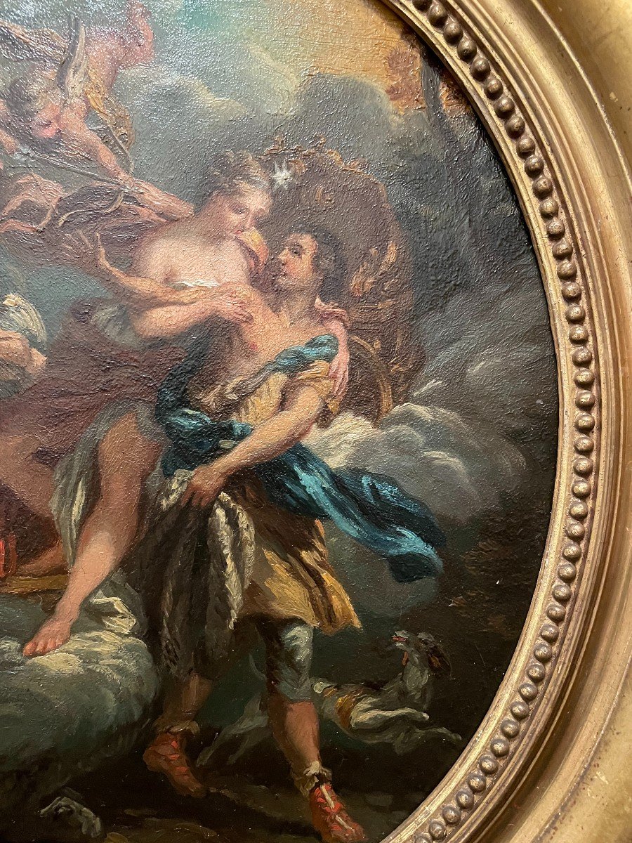 Pair Of Mythological Scenes Paintings Venus And Adonis, Diane And Endymion XIX Th Century-photo-5