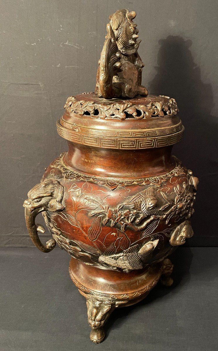Japon Important Brûle Parfum En Bronze époque Meiji-photo-3