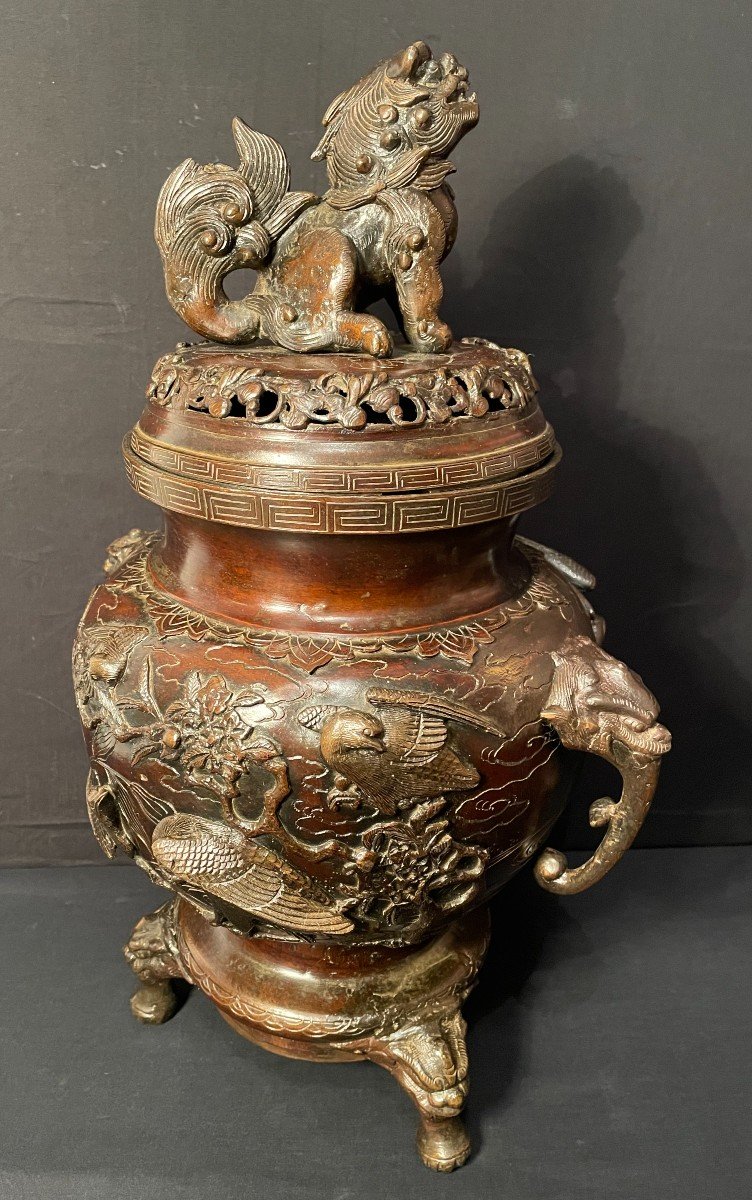 Japon Important Brûle Parfum En Bronze époque Meiji-photo-4