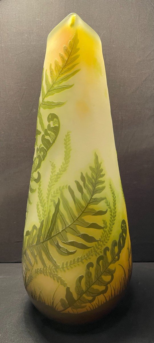 Vase Gallé Décor Aux Fougères 34 cm-photo-2