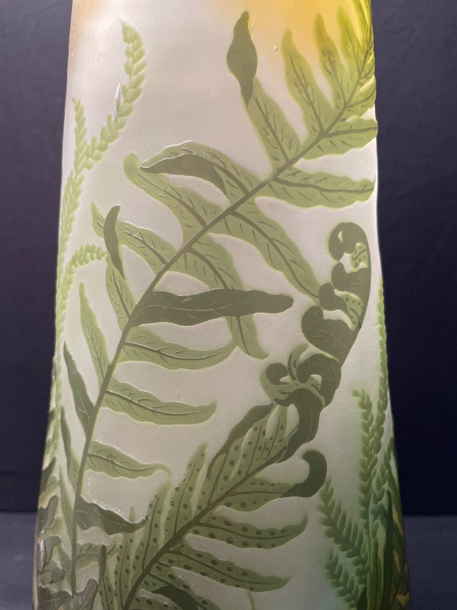 Vase Gallé Décor Aux Fougères 34 cm-photo-2