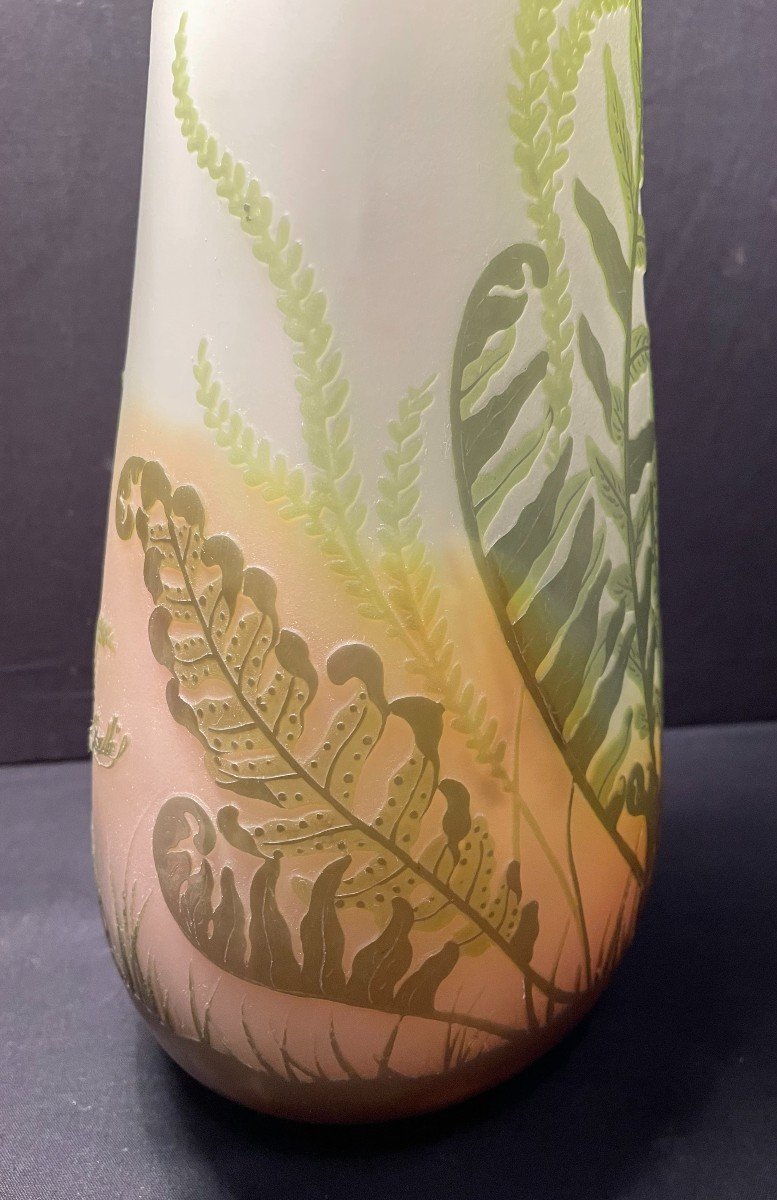 Vase Gallé Décor Aux Fougères 34 cm-photo-3