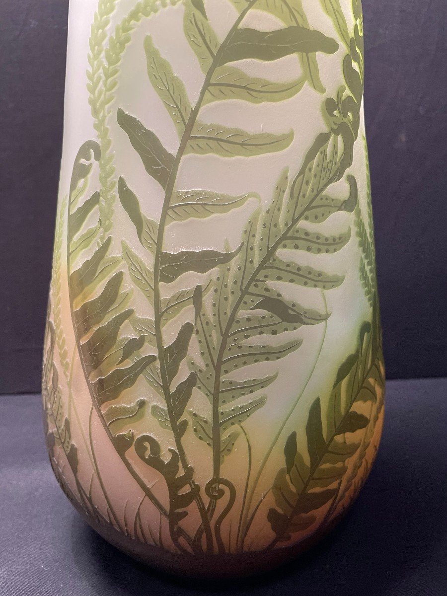 Vase Gallé Décor Aux Fougères 34 cm-photo-4