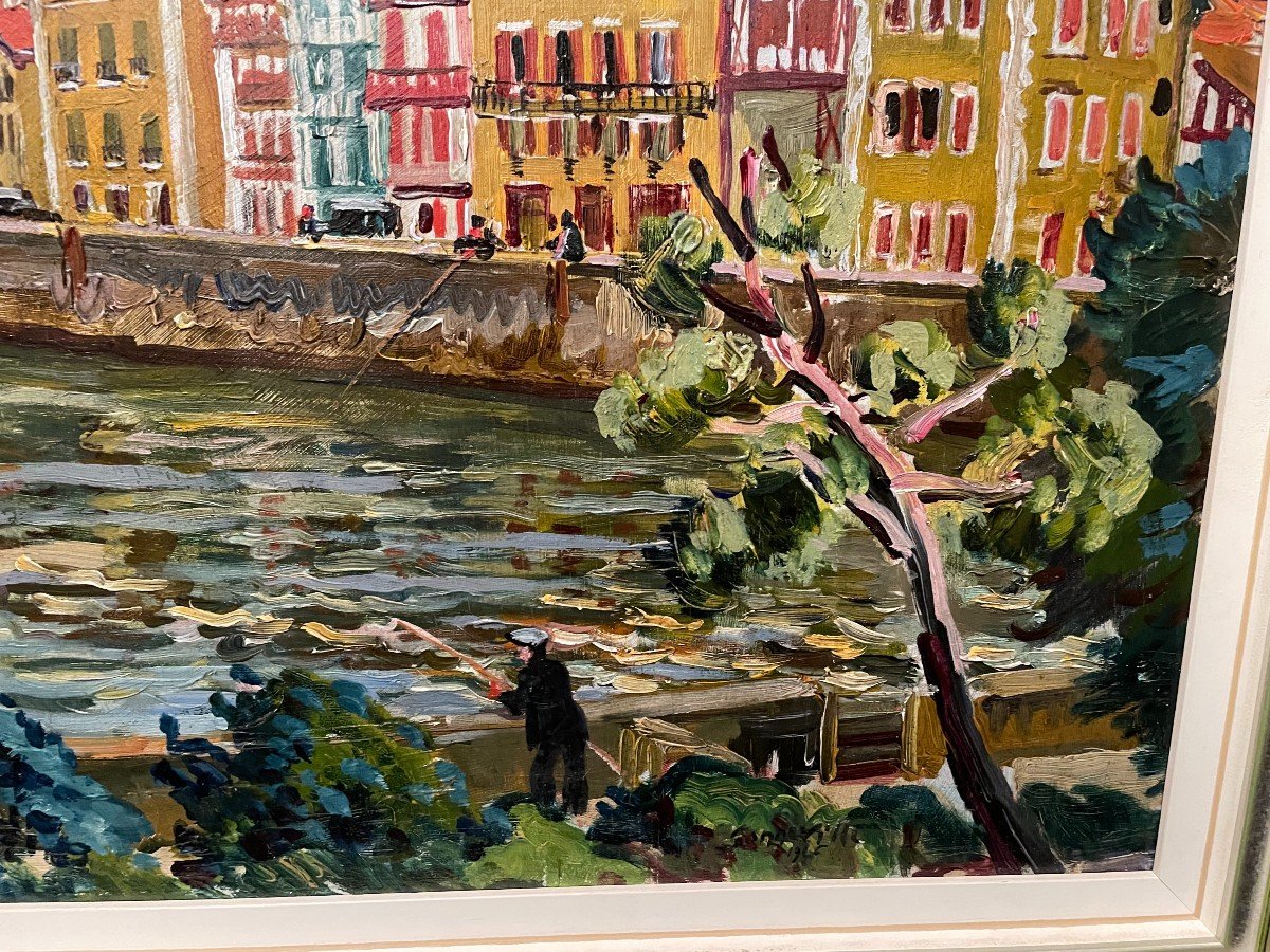 Tableau Pays Basque Port De Saint Jean De Luz Par Georges DE SONNEVILLE 1946-photo-5