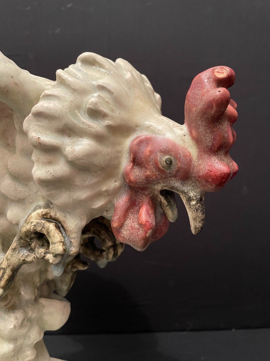 Vase Coq Combattant Par Edmond Lachenal-photo-6