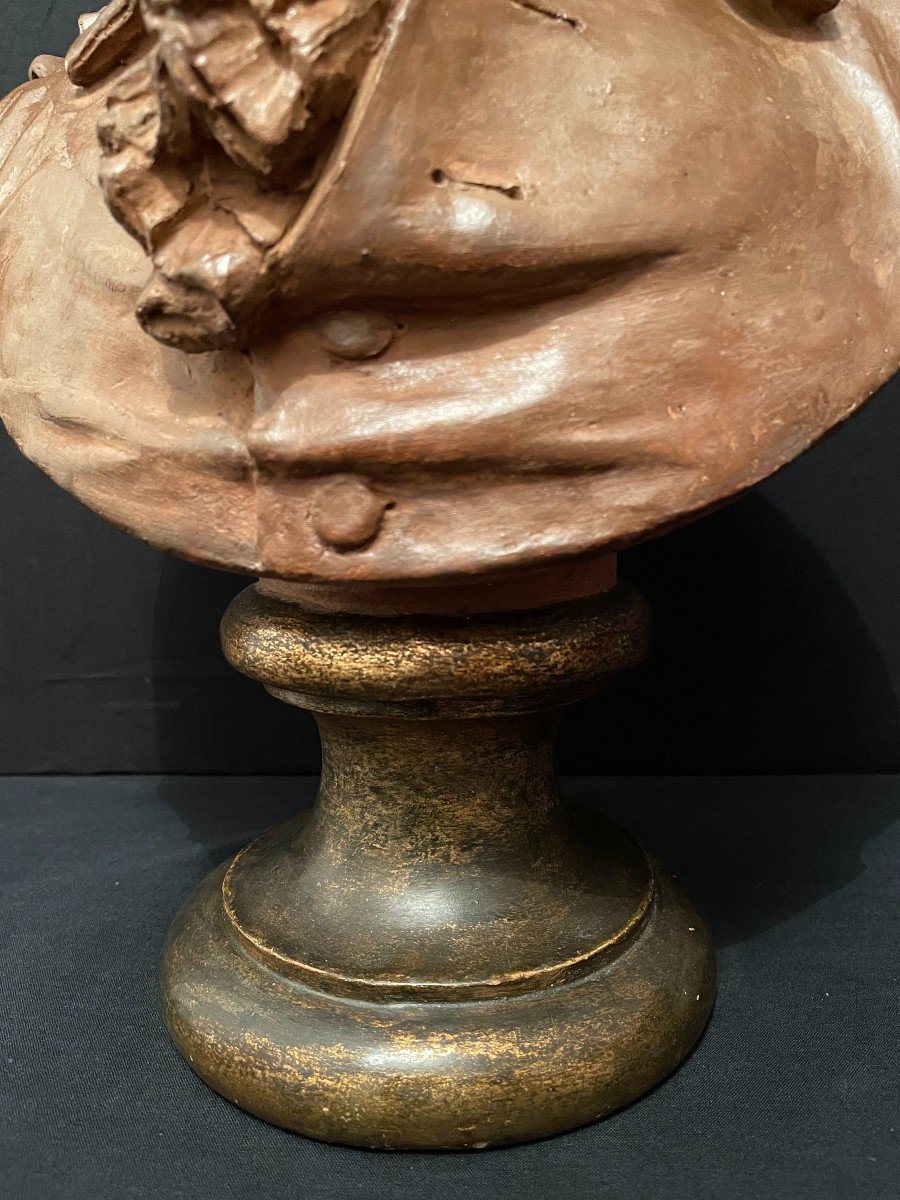 Buste De Mozart En Terre Cuite Par A de Carrier-Belleuse XIXème-photo-3
