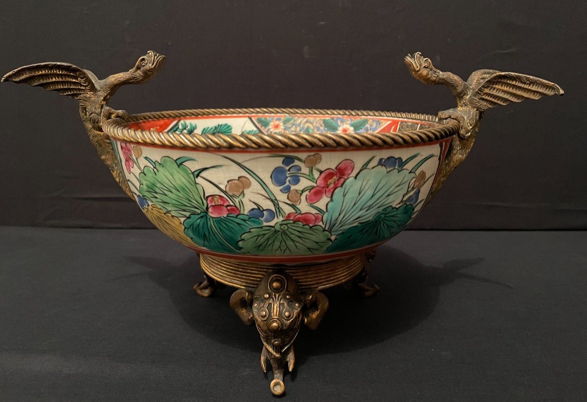 Japan Kutani Porcelain Cup Bronze Mount By Giroux Nineteenth Century-photo-2