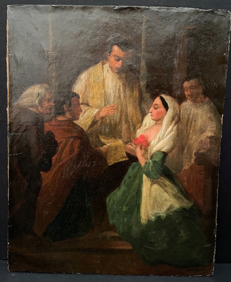 Tableau Un Mariage Basque Attribué à Jean-Baptiste Colson XIXème