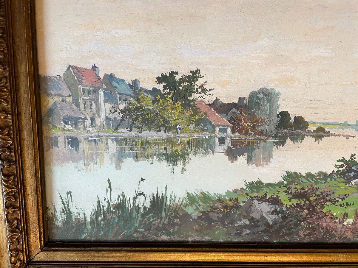 Galien-Laloue Grande Gouache Bords De Seine 1879-photo-2