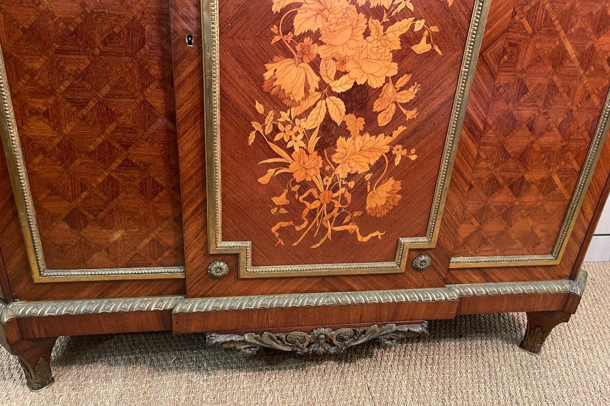 Important Louis XVI Style Marquetry Support Cabinet Napoleon III-photo-4