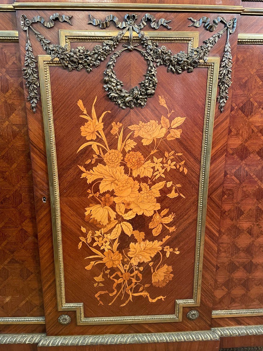 Important Louis XVI Style Marquetry Support Cabinet Napoleon III-photo-1