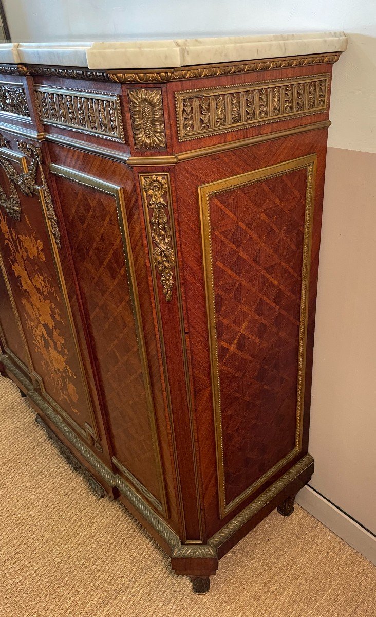 Important Louis XVI Style Marquetry Support Cabinet Napoleon III-photo-3