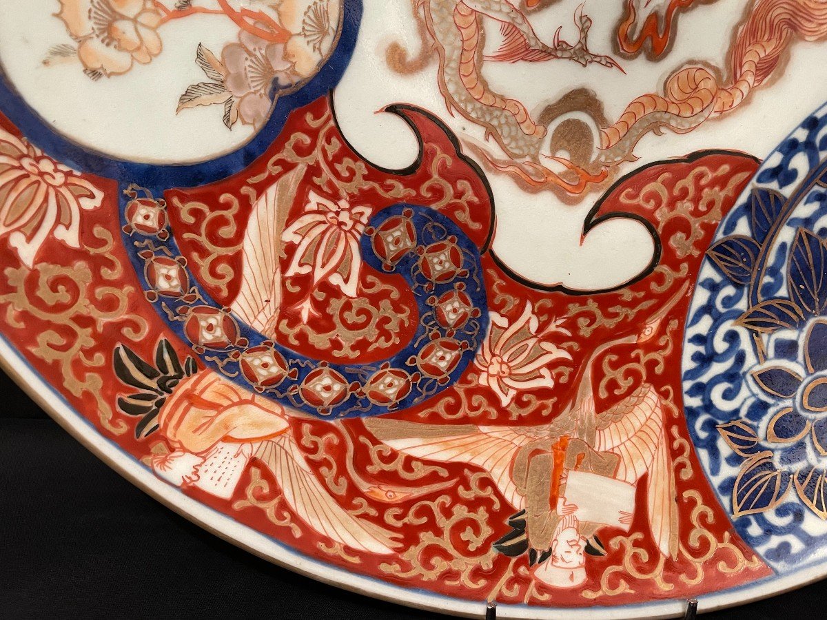 Japon Plat Au Dragon Décor Imari 40 Cm époque Meiji Fin XIXème-photo-2