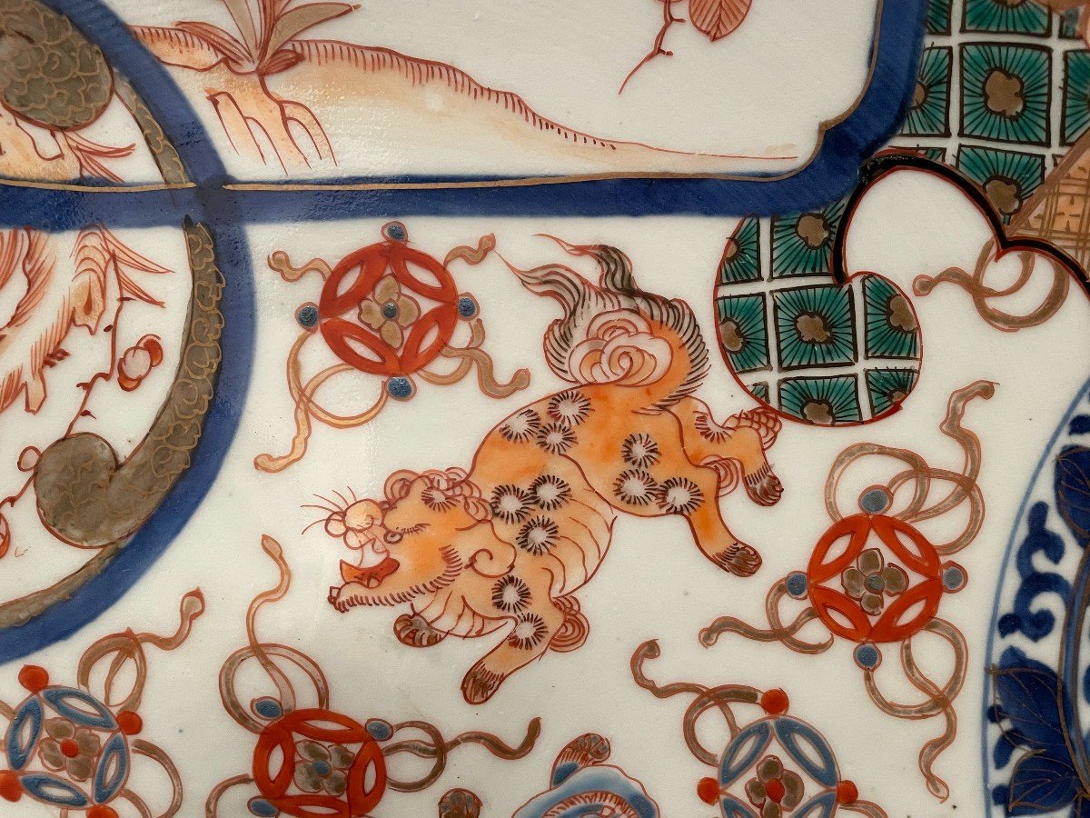 Japan Dish With Fô Dogs Imari Decor 40.5 Cm Meiji Period Late Nineteenth Century-photo-2
